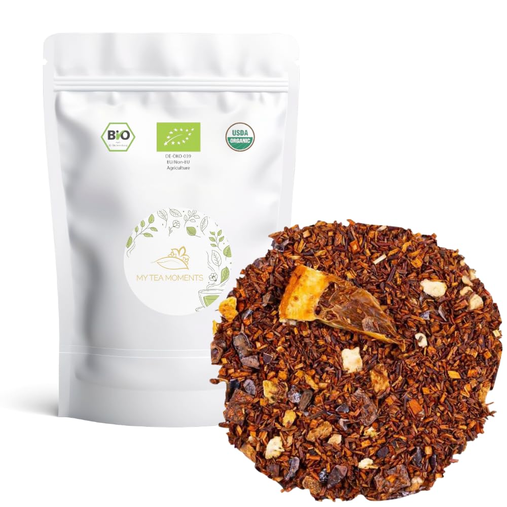 Rooibos Naranja y Chocolate a Granel 100 Gramos - My Tea Moments - Cultivo Sostenible - Ingredientes Naturales: Cacao, Chocolate, Naranja. Antioxidante, Energizante, Mejora anímica.