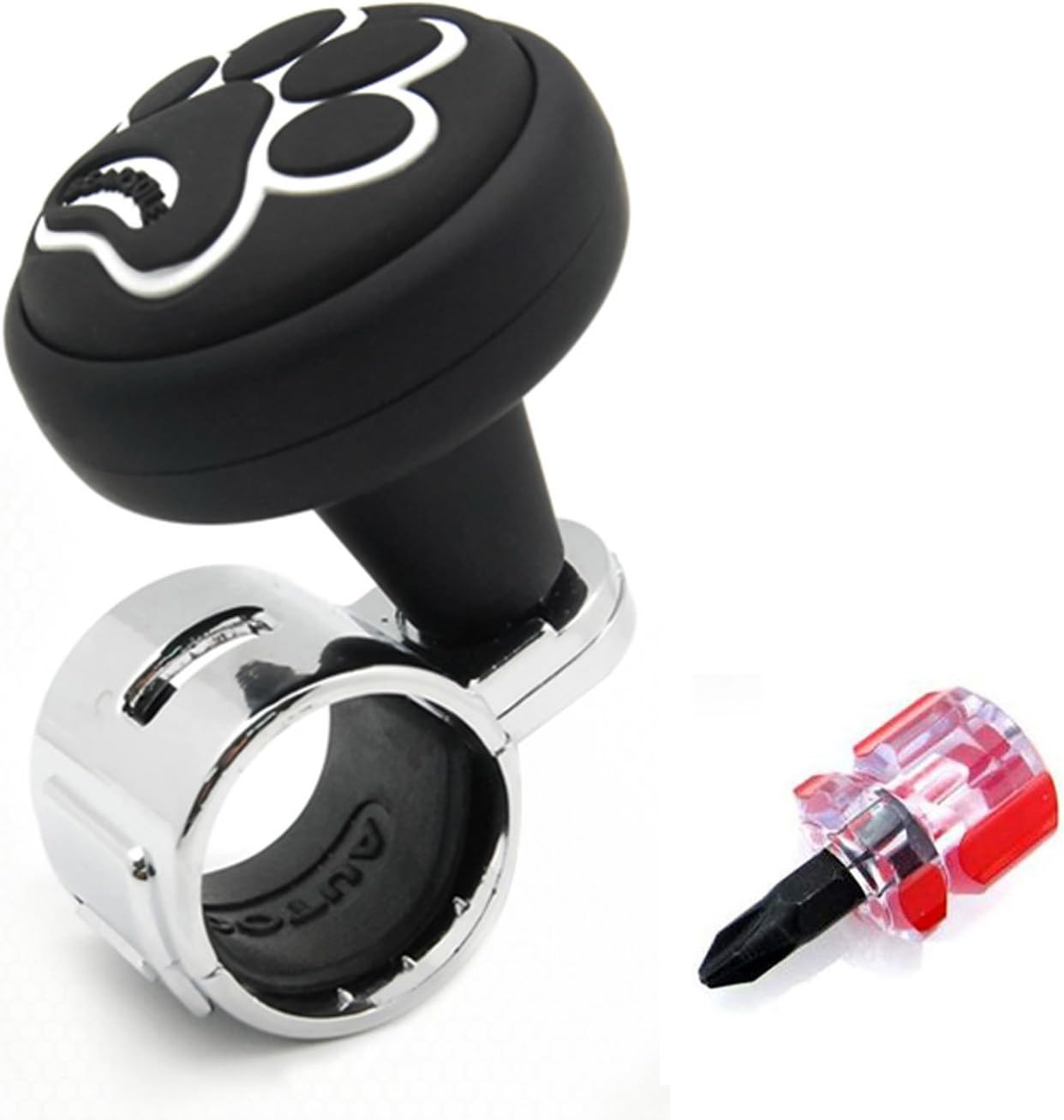 Premium Logo Car Steering Wheel Power Handle Spinner Suicide Accessory Knob /Gift Screwdrivers (BearSole Black)