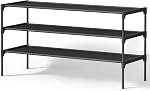 SONGMICS Raquette de chaussures, 4-Tier Organisateur de rangement de chaussures, Space-Saving, entrée, cadre en métal, étagères de tissu non tissées, noir d'encre ULSH014BH01 | Organisateur de rangement de chaussures d'espace, étagères en tissu non tissé, ULSH014BH01