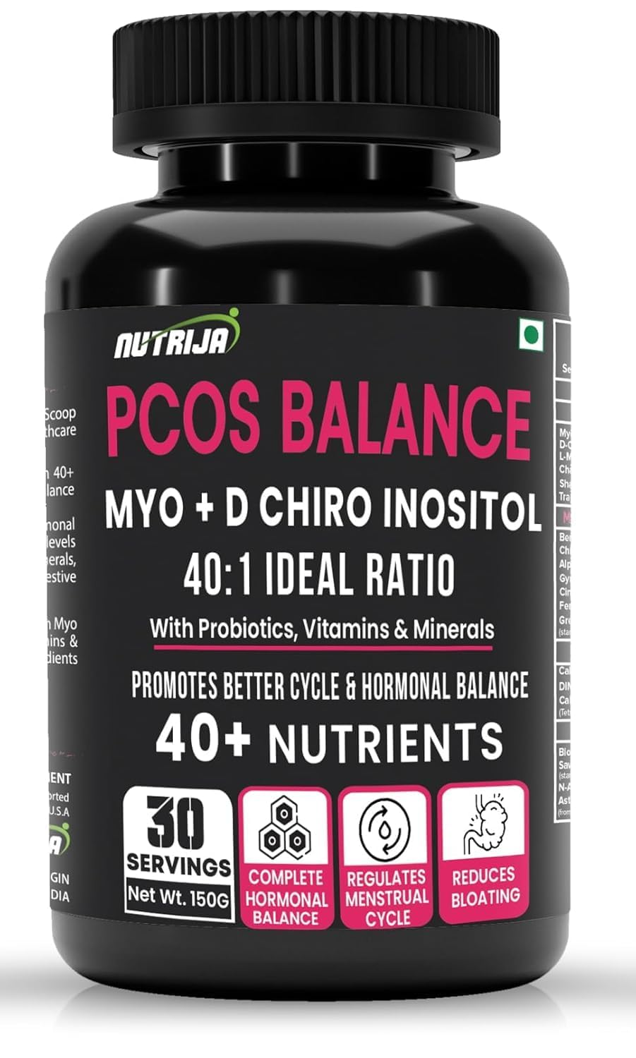 NutriJaPCOS Balance Supplement | 40+ Ingredients Fortified with PCOS Vitamins & MineralsUSDA Organic
