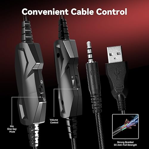 Miniatura 6 de Gaming Headset with Microphone for Pc, Xbox One Series Xs, Ps4, Ps5, Switch, Stereo Wired Noise Cancelling Over-Ear Headphones with Mic, RGB, for