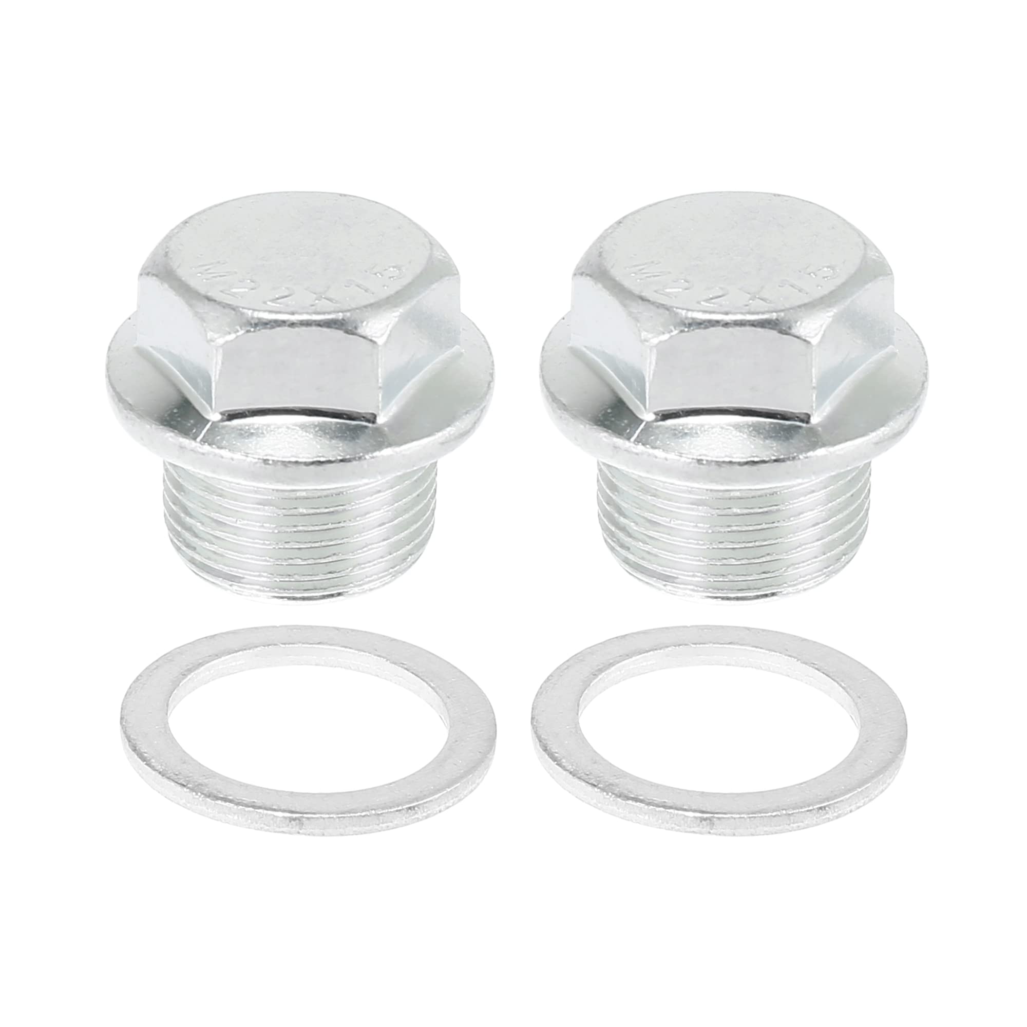 X AUTOHAUX Tapón De Drenaje De Aceite Para GM 2 Piezas Acero Inoxidable | Tono Plateado, Acero Inoxidable, Rosca M22 X 1,5, Tamaño 31x27mm, Incluye 2 Juntas