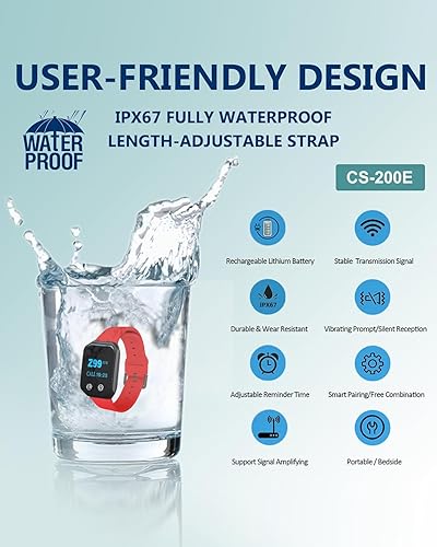 Miniatura 8 de Sistema de localización para cuidadores, sistema de llamadas de enfermera, sistema de llamadas inalámbrico de 1200 pies con 1 receptor de pantalla,