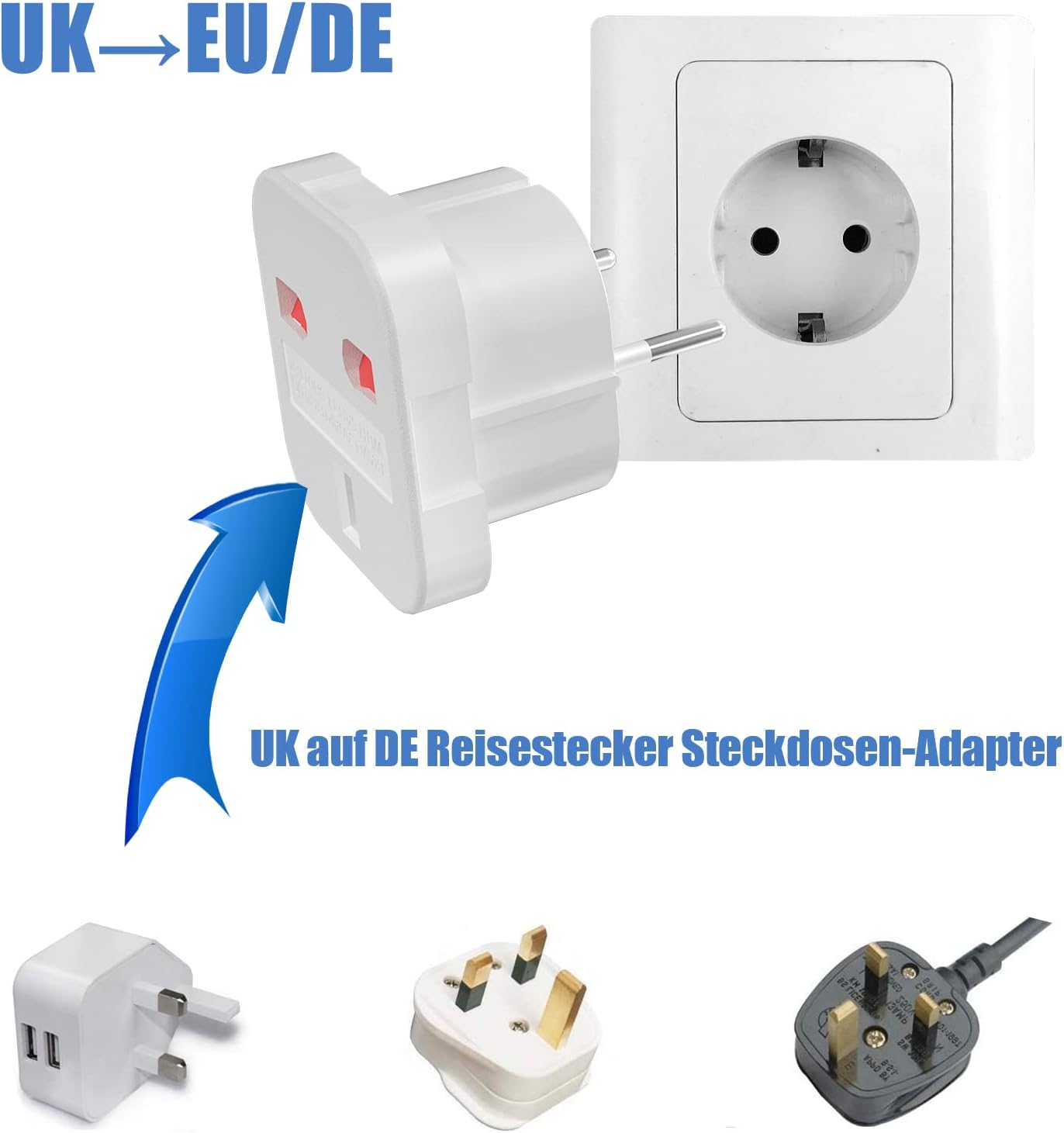 Buy UK to European Plug Adapter Pack of 3, EU Travel Adapter with Child
