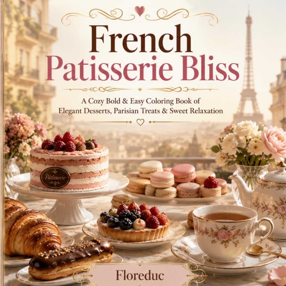 French Patisserie Bliss: A Cozy Bold & Easy Coloring Book of Elegant Desserts, Parisian Treats & Sweet Relaxation
