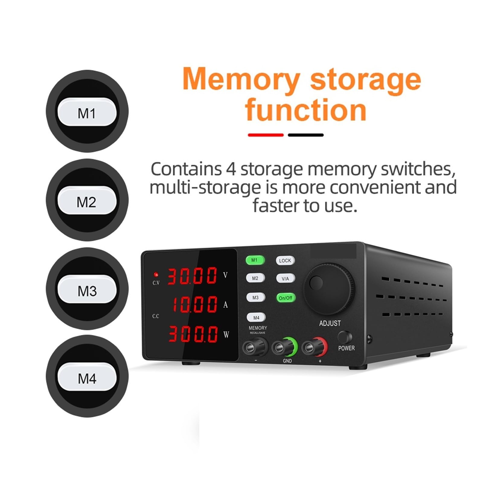 Fuente de alimentación de laboratorio de 120 V y 3 A CC; fuente de alimentación de banco regulada variable de 30 V y 10 A Múltiples protecciones(30V 10A RS232-USB)