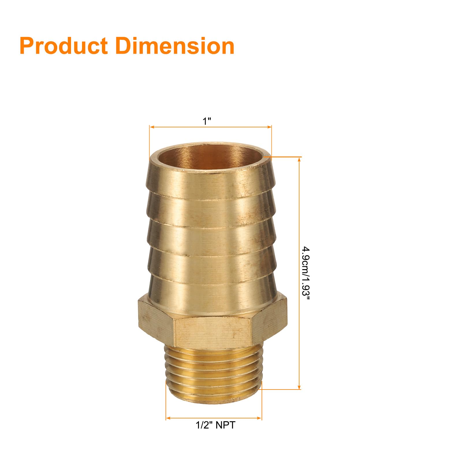 QUARKZMAN 8 Pezzi Raccordo A Punte in Ottone 1/2" NPT Maschio A 1" ID Tubo per Collegamento Diretto Torretta Filettato Costruzione Resistente
