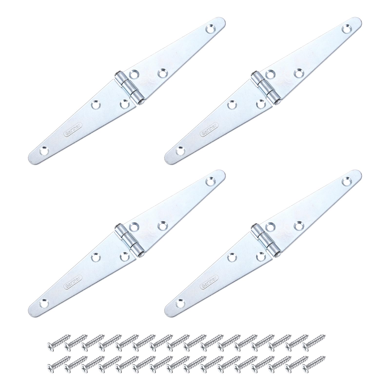 sourcing map 4Pcs Strap Hinges, 4 Inch Shed Door Hinges Heavy Duty Gate Hinge Tee Hinge with Screws for Wooden Fences Yard Doors Barn Gate, Silver