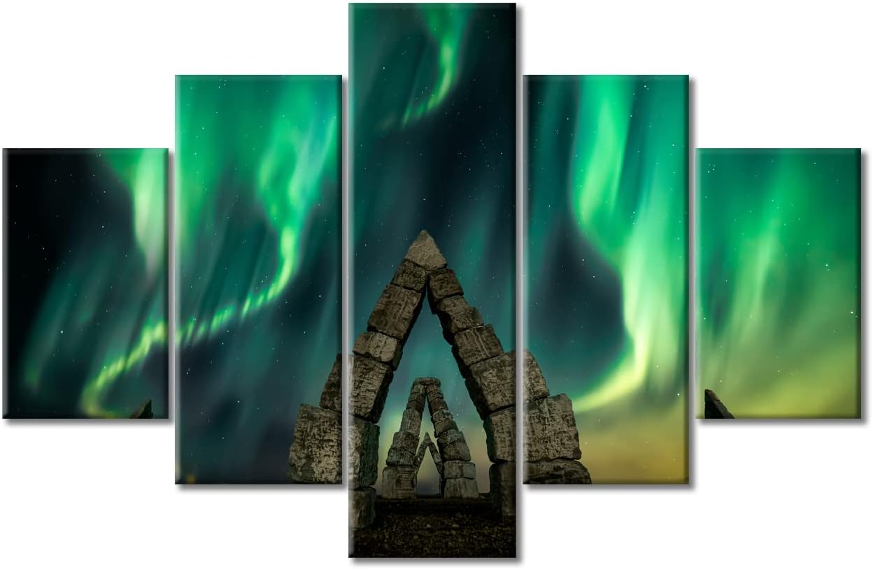 Amazon.com: TUMOVO 5 Piece Canvas Wall Art Northern Lights Wall ...