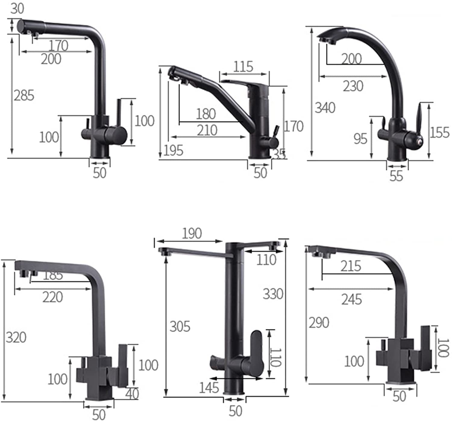 QTANZIQI Grifo de Cocina Negro de 3 vías con Modo Dual Grifo con Filtro de ósmosis 3 en 1 Grifo para Fregadero para Sistemas de ósmosis Filtro de Agua para Fregadero de Cocina versátil.