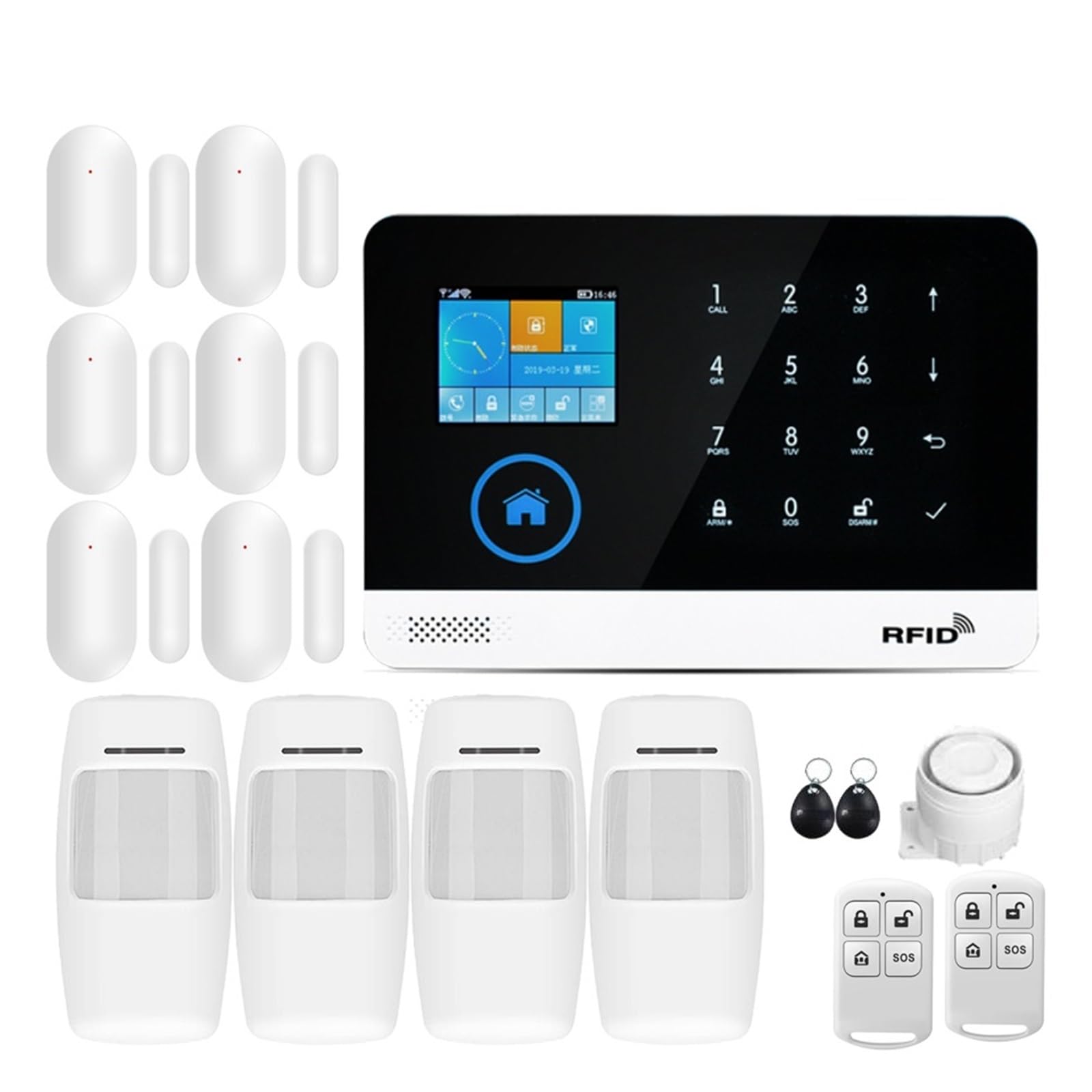 Tuya APP Wifi 4G Wireless Home Burglar Security Alarm System Integrated With Flashing Siren Remote Monitoring(Set F)