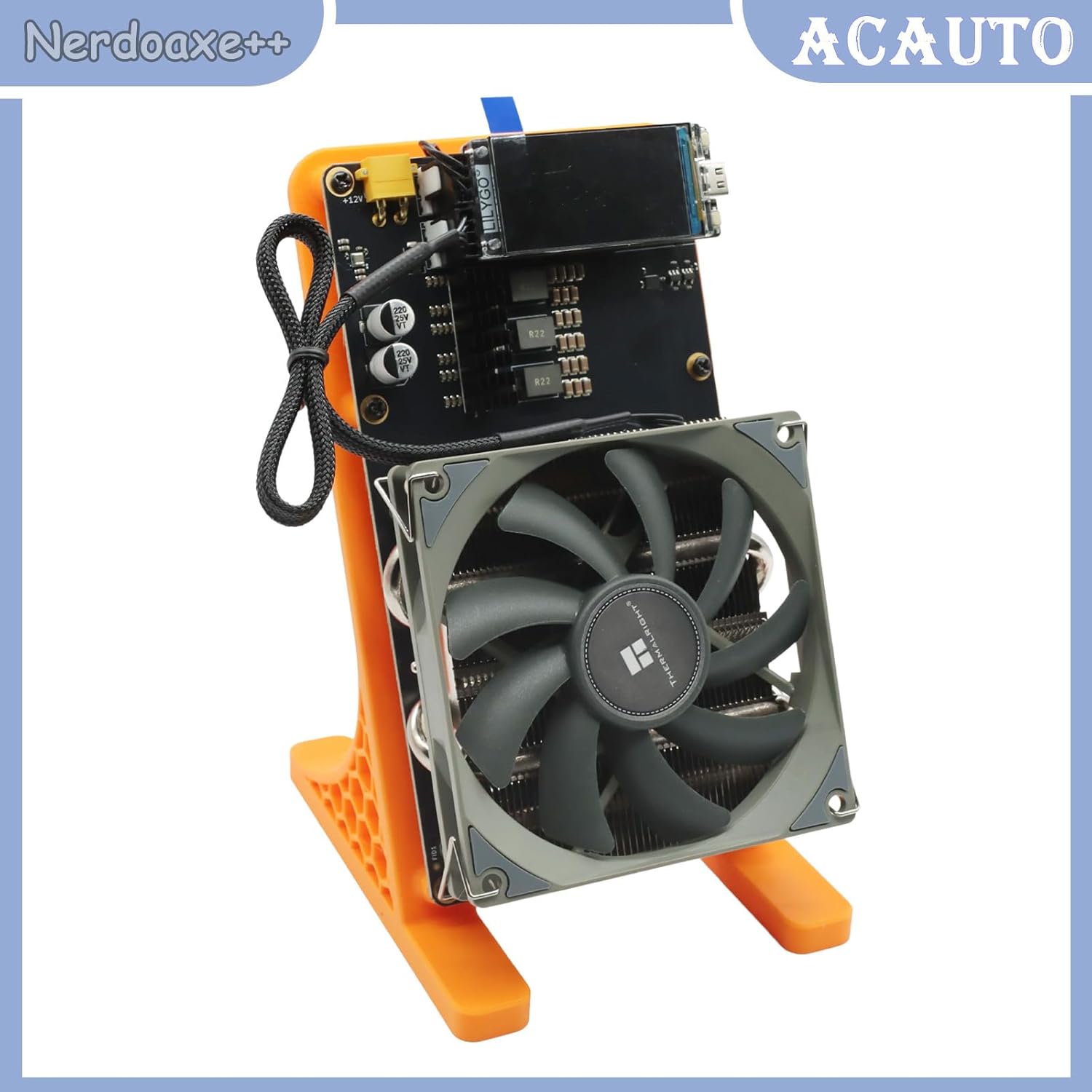New NerdQaxe++ Rev 6.1 Miner Upgraded - 6TH/s Bitcoin Miner, 16.5J/TH Efficiency 100W Low Power, 2.4G WiFi & Quiet Dual Fan Open-Source Crypto Machine for BTC Solo Mining, Orange