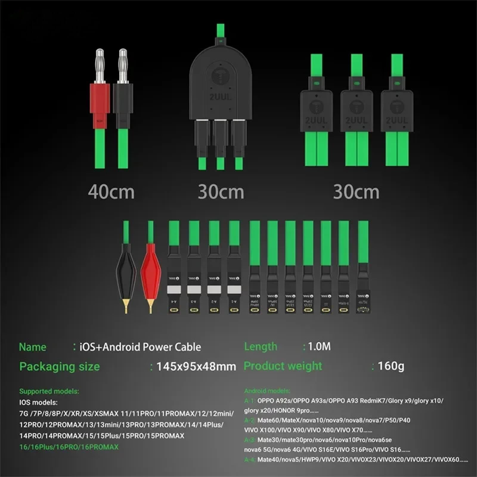 PW02 - Cable de arranque de datos para teléfono móvil, con 3 interfaces tipo C, detección eficiente para iPhone 7-16 Pro Max, herramientas de prueba de reparación de Android