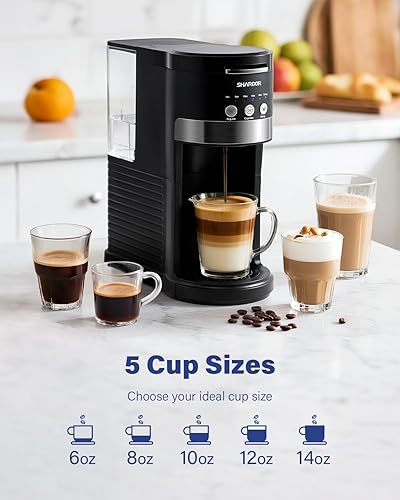 Miniatura 3 de SHARDOR Cafetera de servicio individual 3 en 1, compatible con cápsulas K Cup, café molido y tés, tamaños de preparación de 6 a 14 oz, tanque de