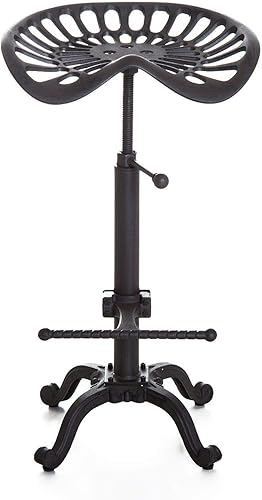 Miniatura 10 de Taburetes de bar industriales, asiento giratorio para tractor, altura ajustable, 23-31 pulgadas, silla de comedor para isla de cocina