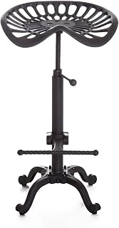 Industrial Bar Stool-Swivel Tractor Seat-Kitchen Dining Counter Chair-Extra Pub Height- Adjustable 24.8-31"-Iron Cast Design