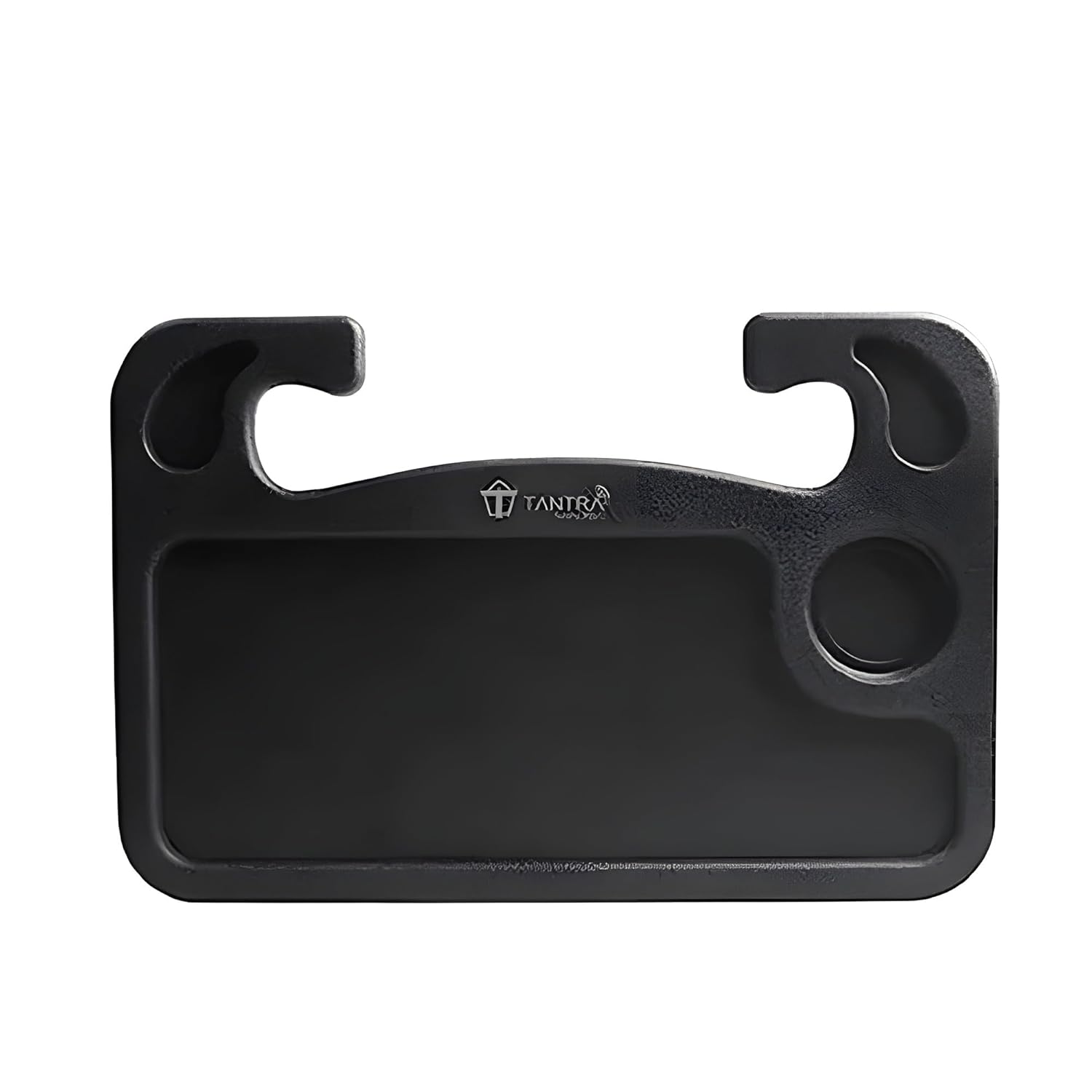 Tantra Multifunction Car Steering Wheel Table Tray for Laptop, Double Sided Car Tray for Writing, Car Eating Desk with Glass Holder (Color -Black, Pack of 1)