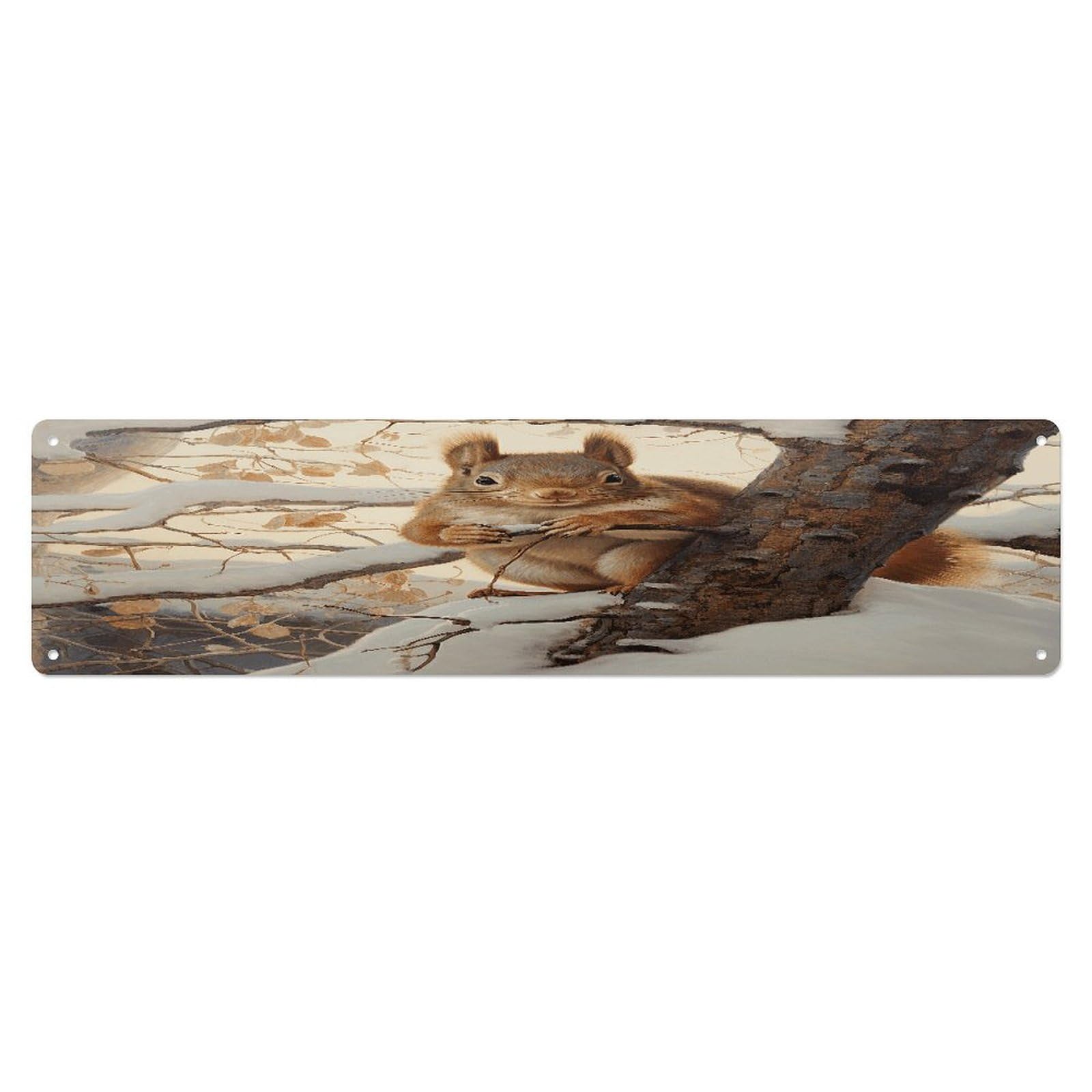 Adfgyerh Style Squirrel On Tree Wall Decor Aluminum Waterproof. Plaque, Practical Gift,Sign 15.7X3.9 Inch Poster,For Home, Office, Business, Garage– Indoor/Outdoor