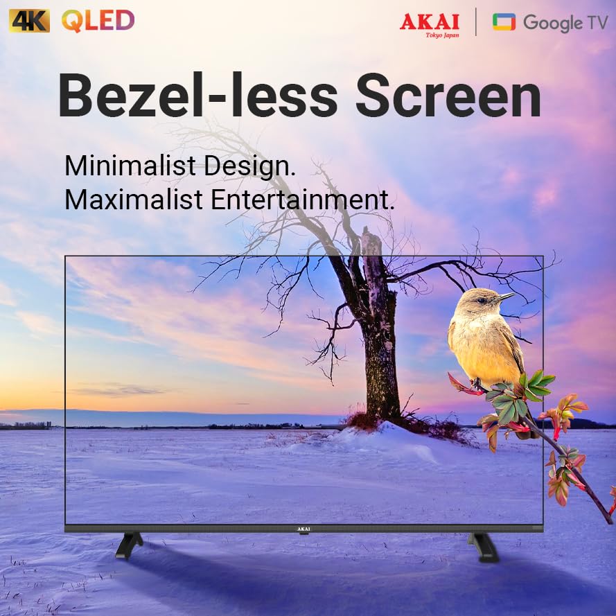Bezel-less screen design of AKAI QLED TV