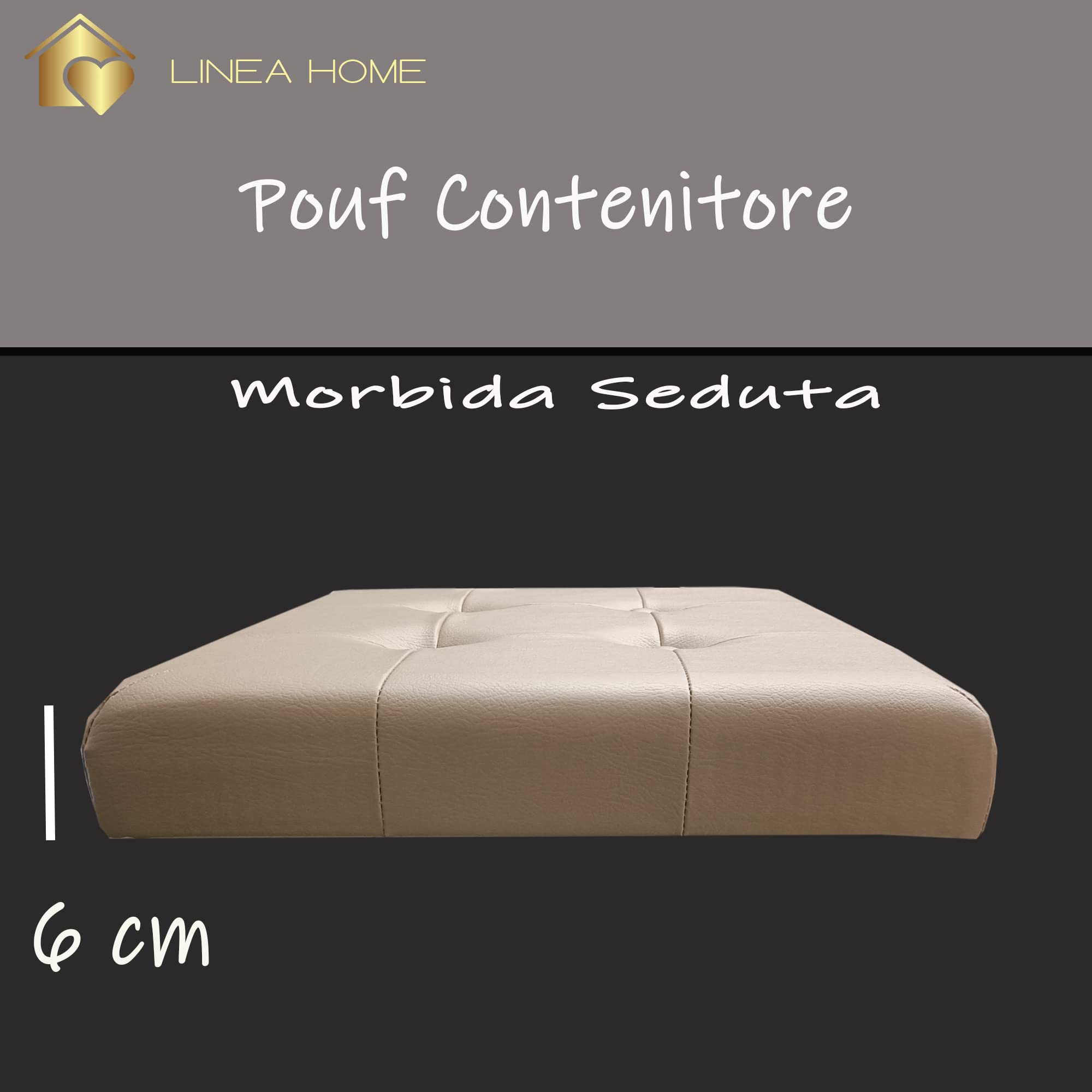 Home Tresor - Pouf Contenitore, Pouffe Poggiapiedi in Ecopelle Impermeabile, Seduta Imbottita, Sgabello Pieghevole, (HxLxP) 38X38X38 cm, Panna