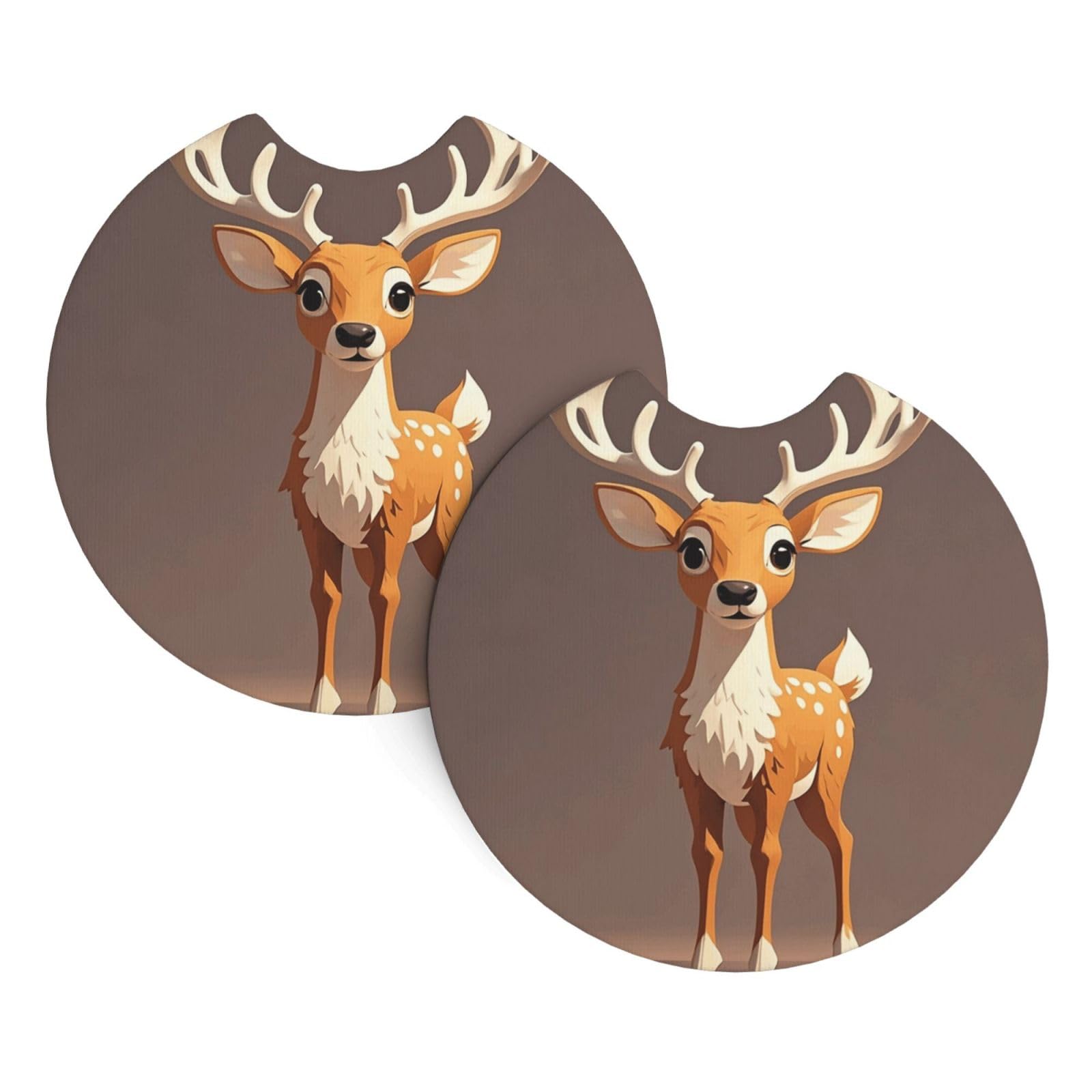 2 Pack Car Coaster for Cup Holders Deer Car Cup Coaster 2.7" Neoprene Non-Slip Automotive Cup Mat Universal Auto Car Interior Accessories for Women Men Cup Pad