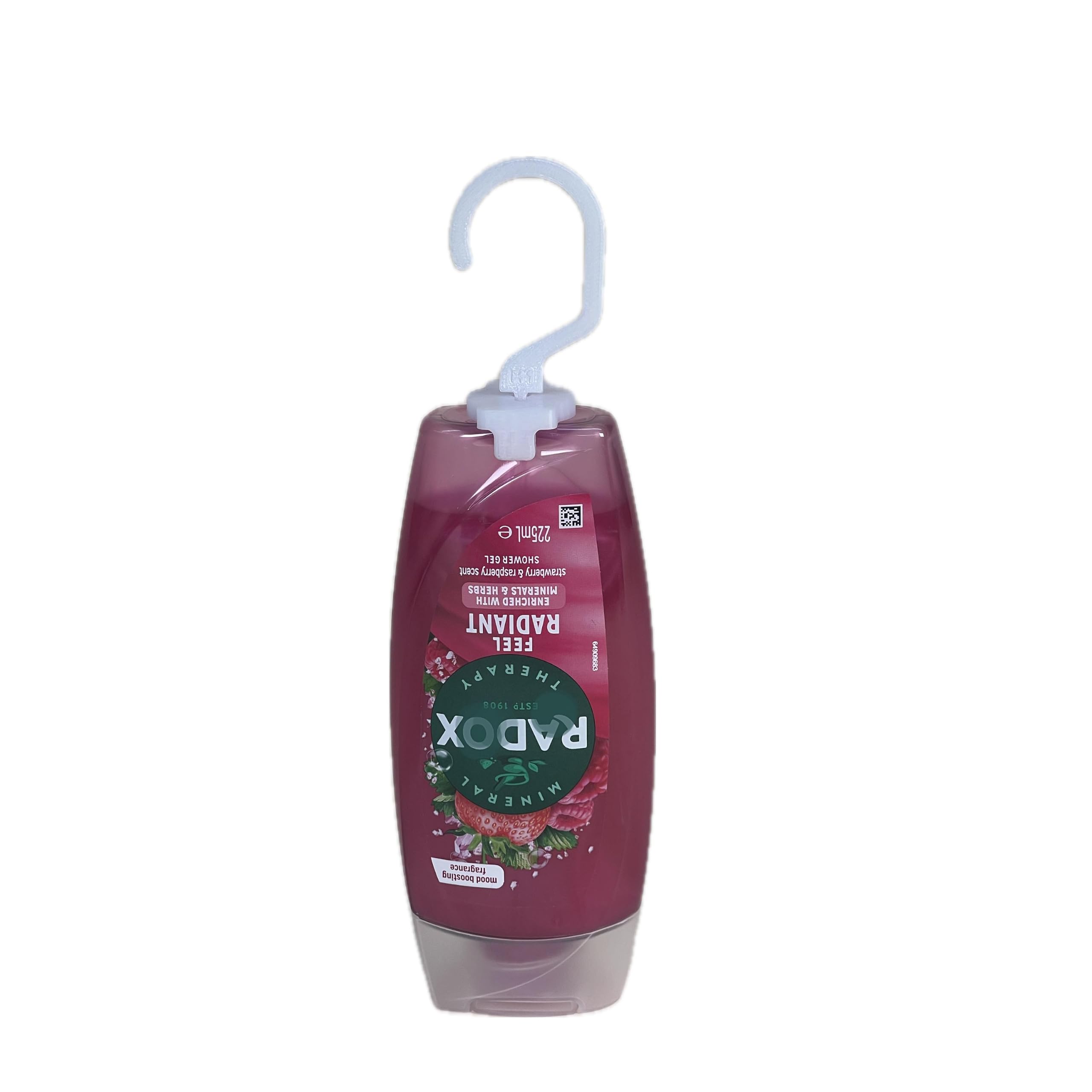 bHook Shower Gel Holder with Anti-Drip Device Compatible with Radox 225ml White Bottles (B1W-AD) – Hanging Bathroom Hook Accessory, Easy Attachment (No Bottle Included)