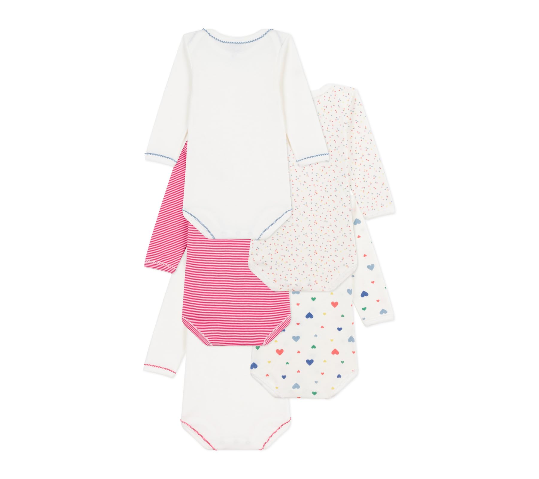 Petit Bateau Lot De Bodies Manches Longues En Coton Imprimé Cœurs Bébé A0e8z00 Biancheria intima GIORNO Bimba 0-24 (Pacco da 5)
