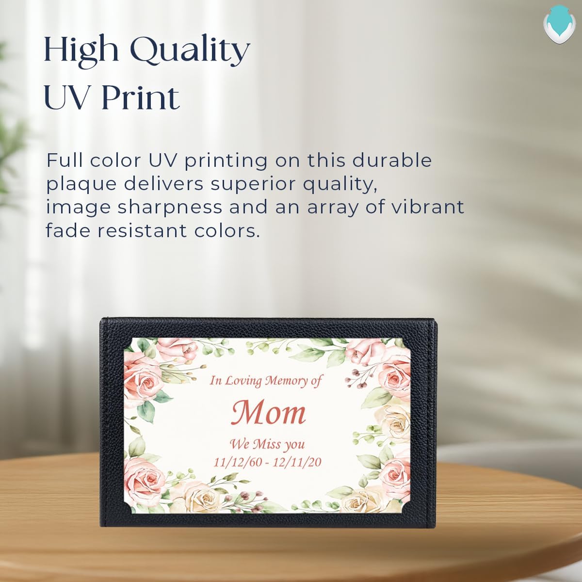 GetUrns Heritage Adult Leather Cremation Urn Box for Human Ashes I Flower Frame UV Printing Wooden Urns for Male and Female I 213lbs