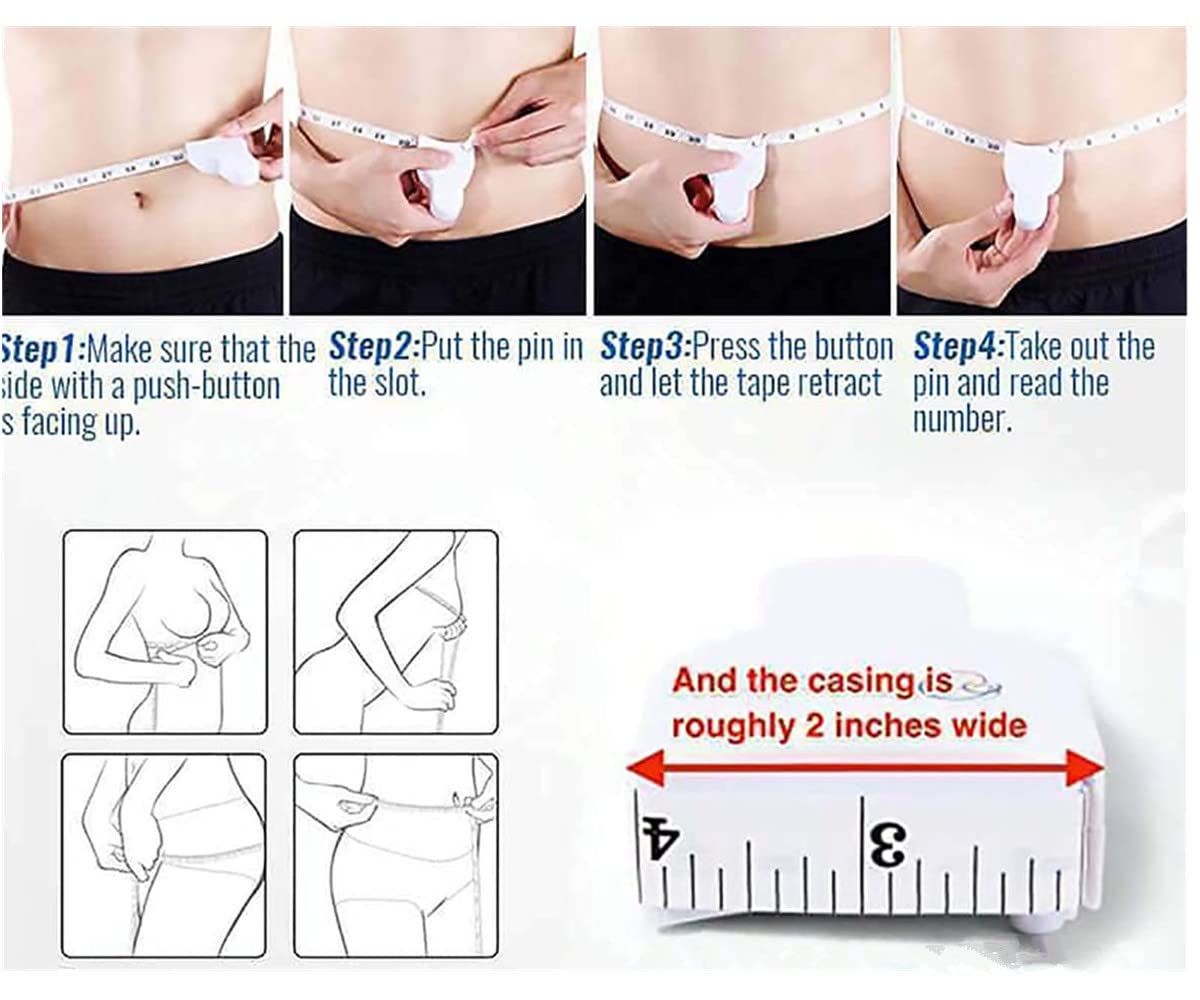 Automatic Telescopic Tape Measure - Self-Tightening Body Measuring Ruler Fitness Caliper for ​Body Measurement, Retractable Double Scales Rulers, Perfect Waist Tape Measure - 60 inch (White,R) : Industrial & Scientific