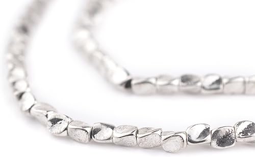 TheBeadChest - Cuentas de pepita trenzadas de plata brillante de 0.157 pulgadas (0.157 in), hilo de metal blanco inusual de 24