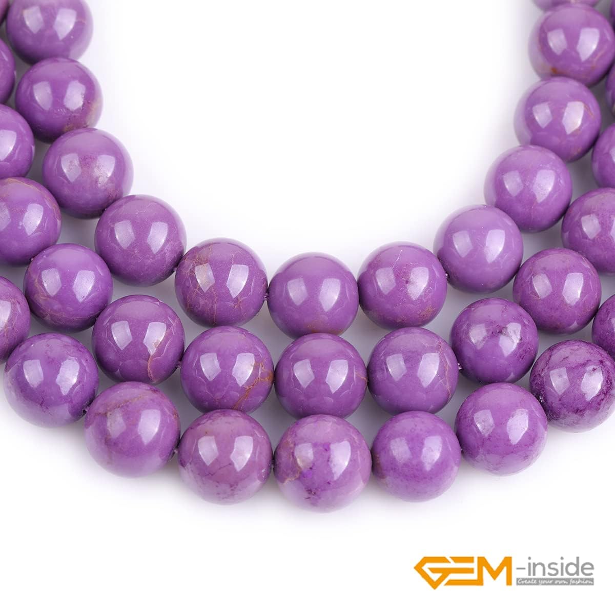 GEM-Inside Natural Purple Phosphosiderite Stone Gemstone 12mm Round Spacer Beads for Jewelry Making 15"
