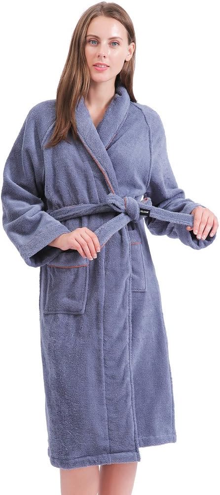 Terry Cotton Cloth Plush Bathrobe, Soft, Thick, Long Size, Bath Shower Spa Robes for Women