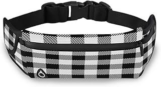 ZZXXB Marsupio da Corsa a Quadri Bianchi e Neri, Impermeabile, per Corsa, Allenamento, Viaggi, Jogging, Escursionismo, Ciclismo