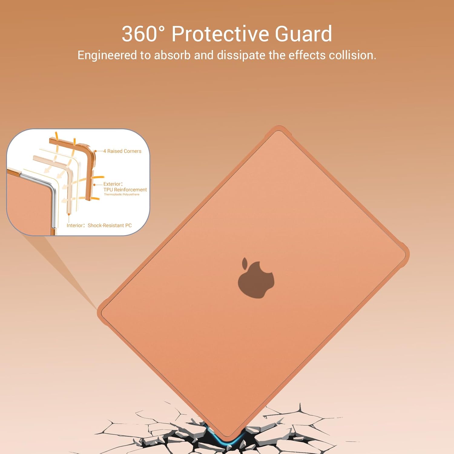 MOSISO Compatible with MacBook Air 13 inch Case M5 M4 M3 M2 2026-2022 A3449 A3240 A3113 A2681,Protective Hard Case&Keyboard Skin&Screen Film&Type C with TPU Bumper for MacBook Air 13.6, Cosmic Orange