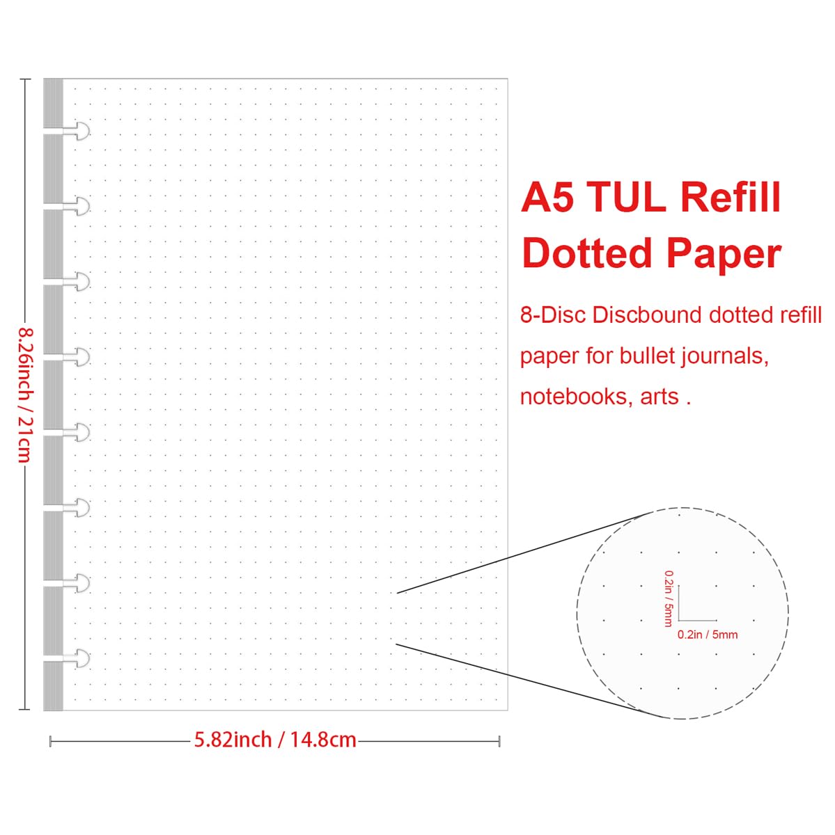 Snapklik.com : (3-Pack) Junior Size TUL Discbound Dotted Refill Paper ...