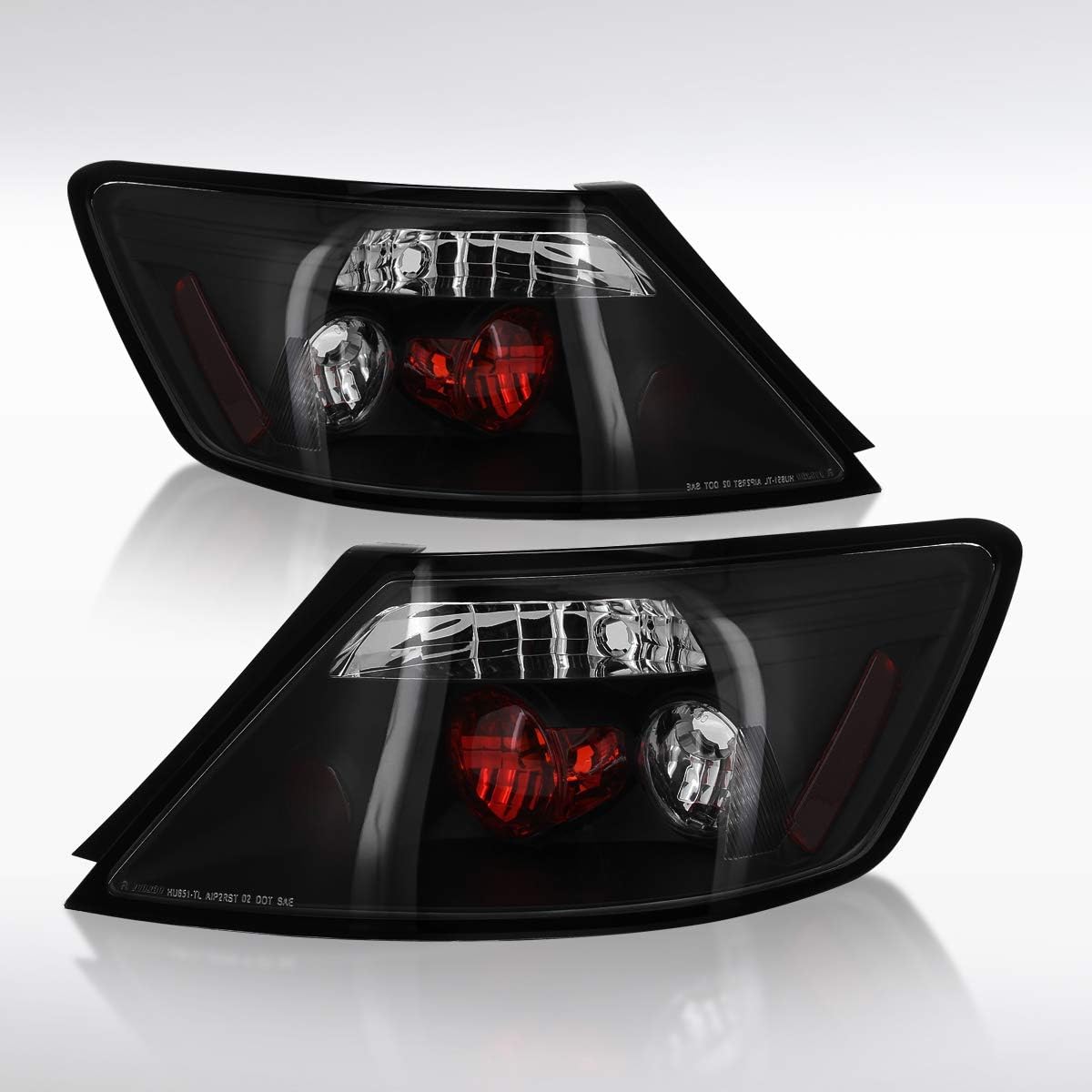 Autozensation Compatible with 2006-2011 Honda Civic Coupe 2 Door, Left + Right Pair Assembly, Black Tail Lights