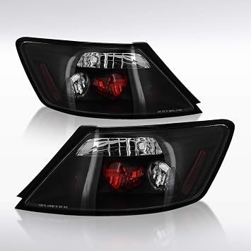 Autozensation Compatible with 2006-2011 Honda Civic Coupe 2 Door, Left + Right Pair Assembly, Black Tail Lights