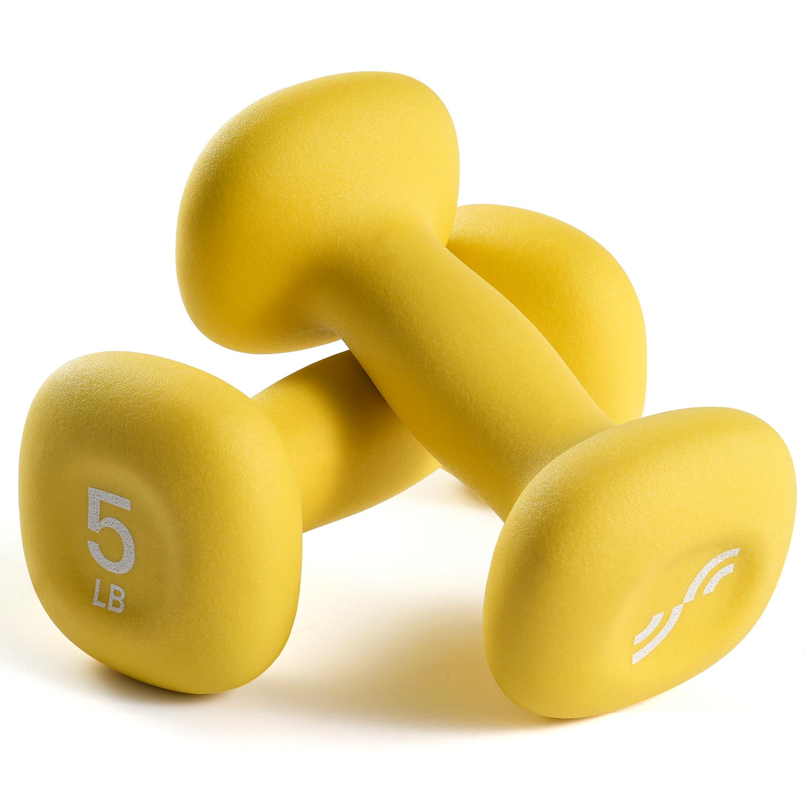Sportneer Neoprene Dumbbells Set of 2 5lb Hand Weights for Women Non-Slip Ergonomic Design Anti-Roll Square Shape at