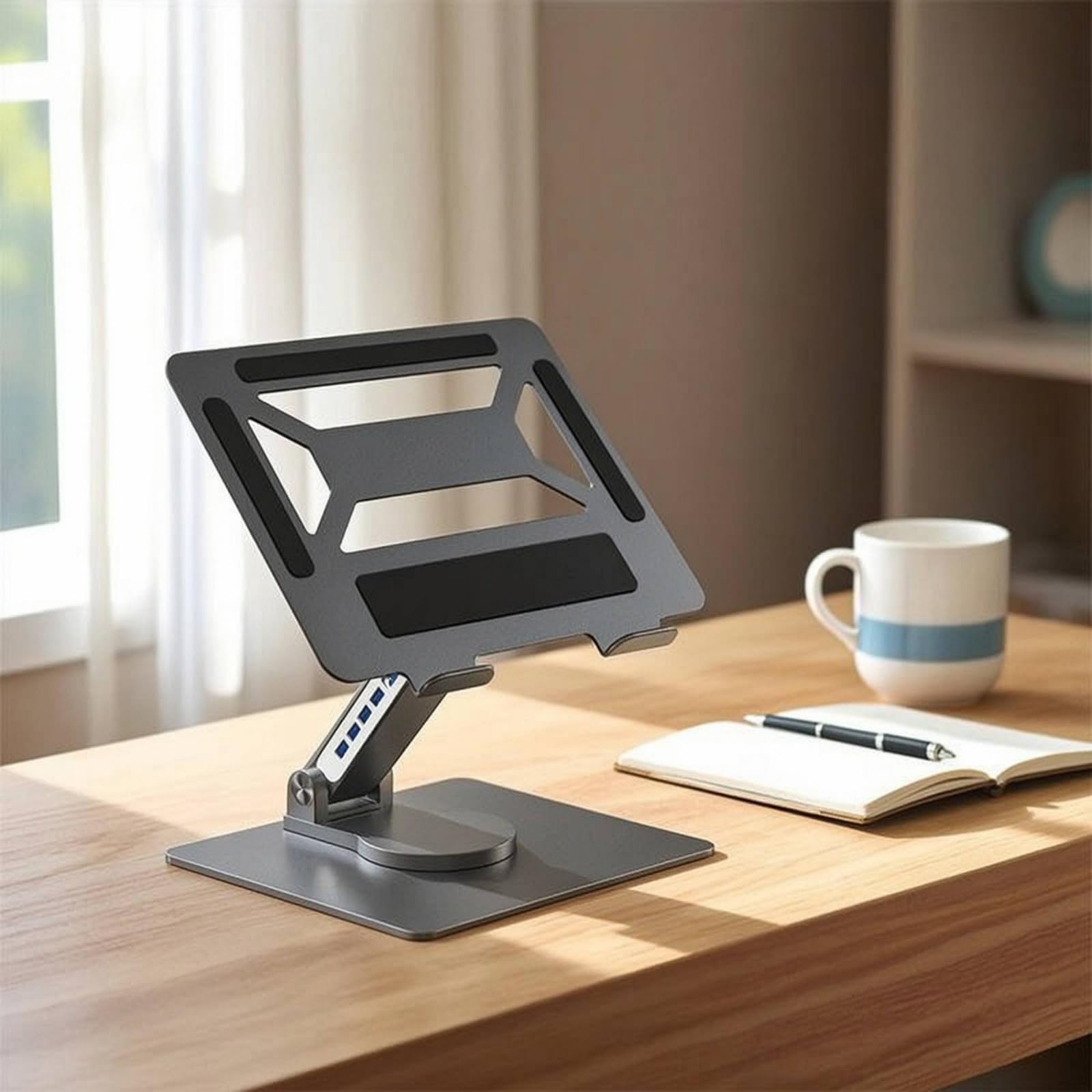 Supporto Docking Station Girevole Rialzo Regolabile per Professionisti, Smart Worker, Scrivania, Ufficio, Casa, Argento