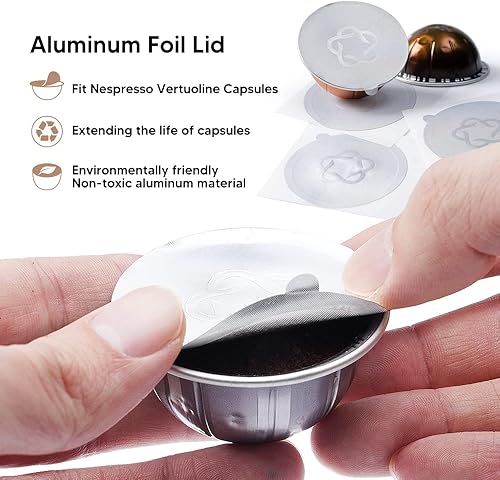 Miniatura 3 de Vertuo - Cápsulas de café recargables reutilizables con papel de aluminio expreso para máquinas de café Nespreso Vertuo GCA1 y De'Longhi ENV135S