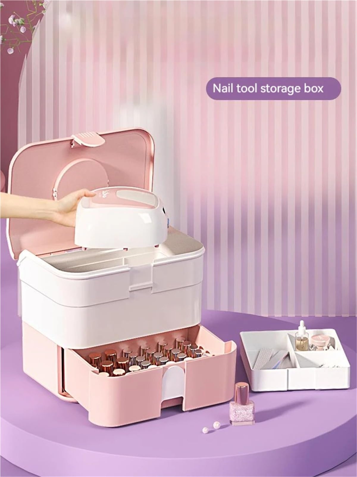 Nagellack Aufbewahrung Multifunktionale Maniküre-Organizer, Nagel-Gel-Nagellack-Aufbewahrungsbox for Nägel, Kunstbedarf, Behälter, professionelle Nagelwerkzeuge(Green)