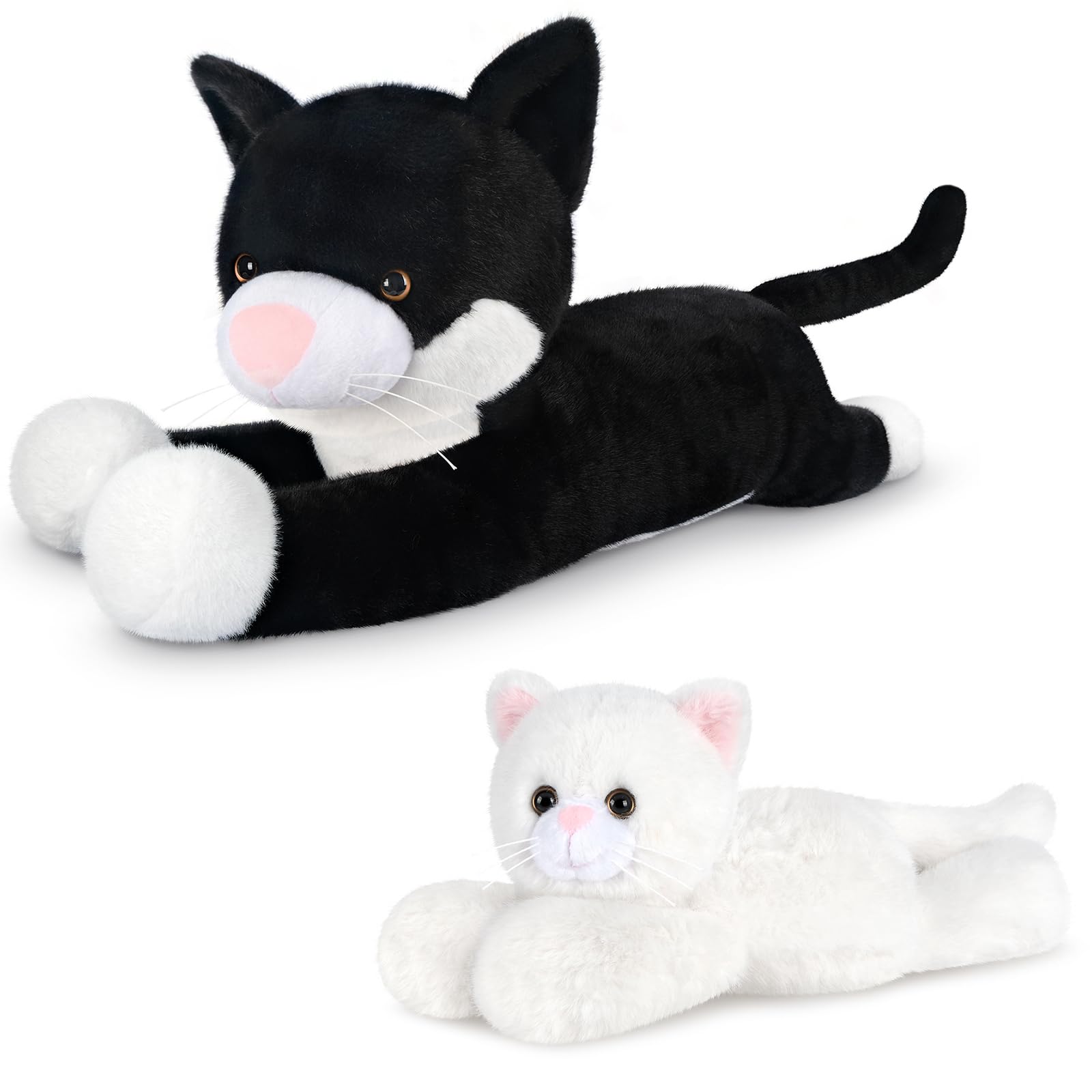 Heatable Coolable White Cats Stuffed Animals Microwave Heating Pad Animal for Discomfort White Cats Plush for Companion Cat