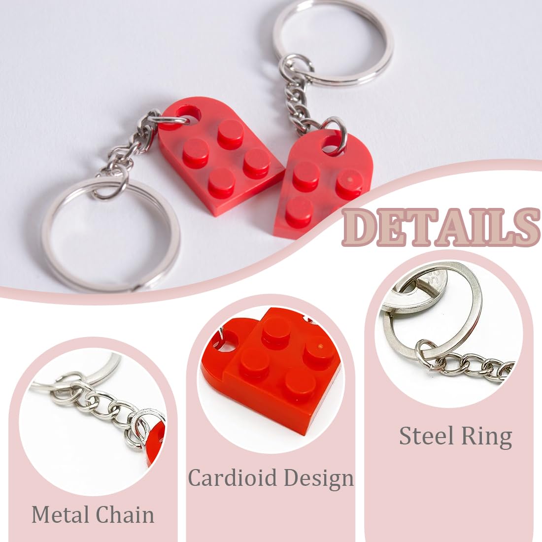 Set Portachiavi A Cuore Personalizzati Per Coppie – 4 Pezzi (Rosso, Nero, Bianco, Rosa) – Regalo Originale Per Fidanzati, San Valentino, Anniversario