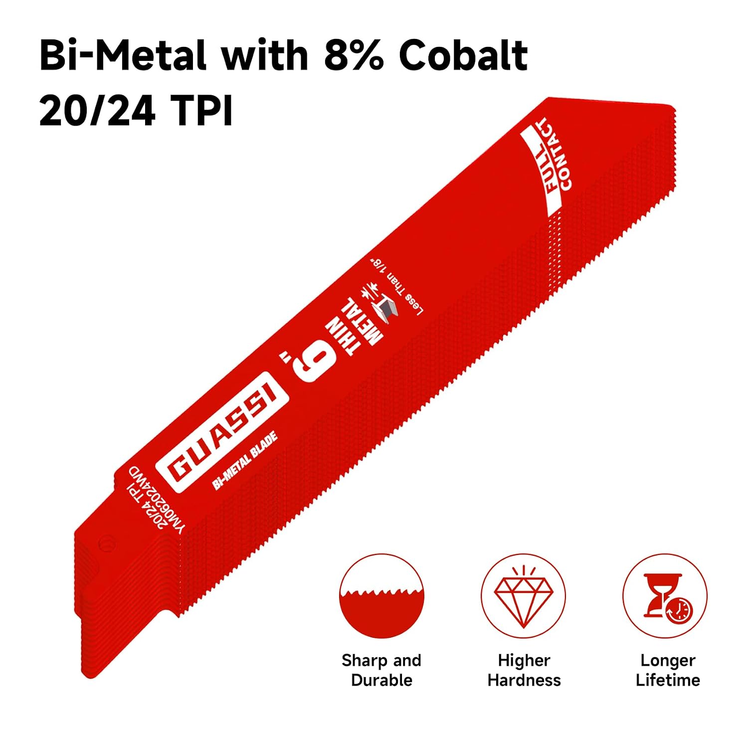 15 Pack 6 inch 20/24 TPI Reciprocating Saw Blade, Bi-Metal Sawzall Blades for Less 1/8" Thin Metal, PVC Nails Screw Soft Metals Steel Pipe, Longer Life Faster Smooth Cutting Speed, for Diablo DS0620BF