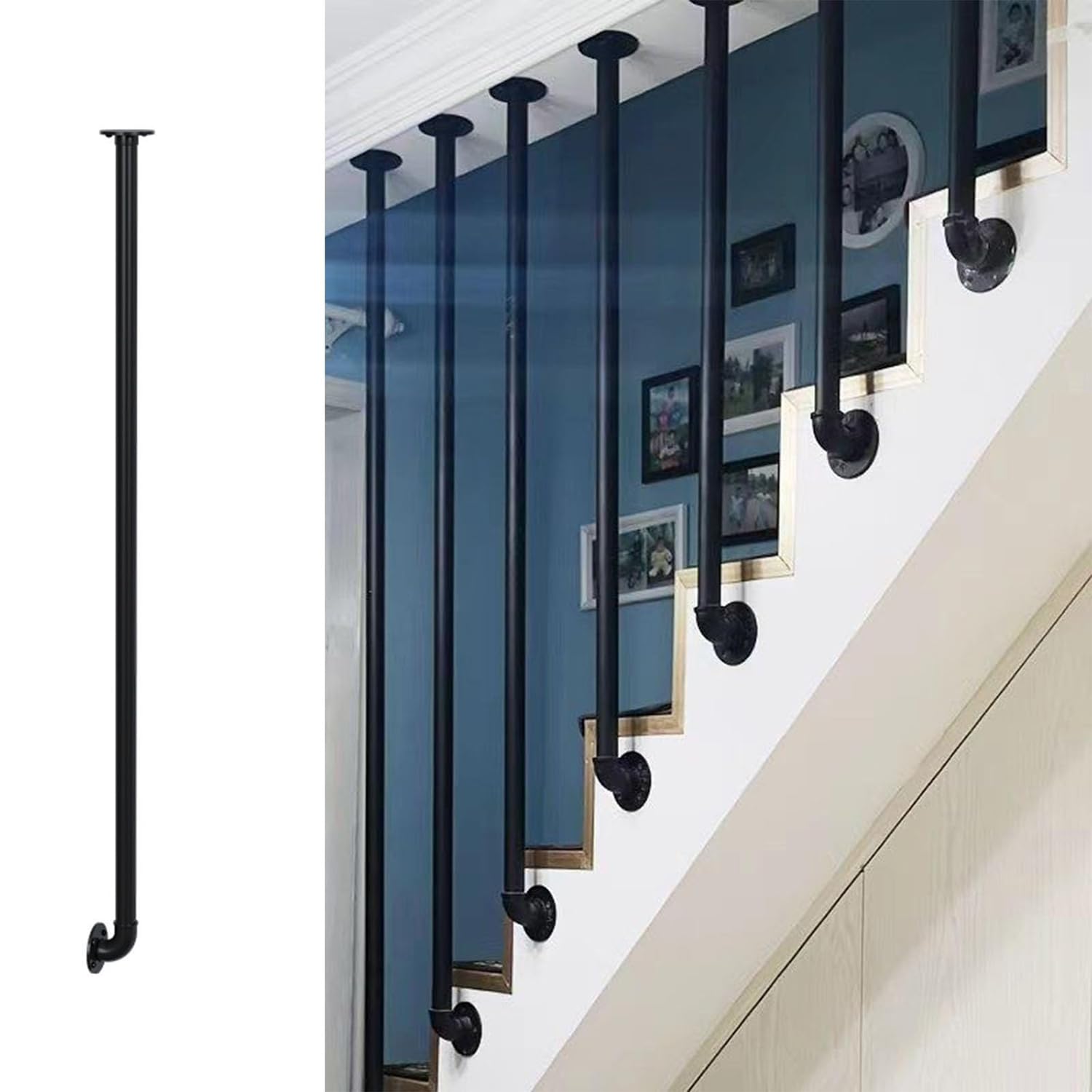 Axe d'escalier réglable robuste pour fixation sécurisée de main courante extérieure
