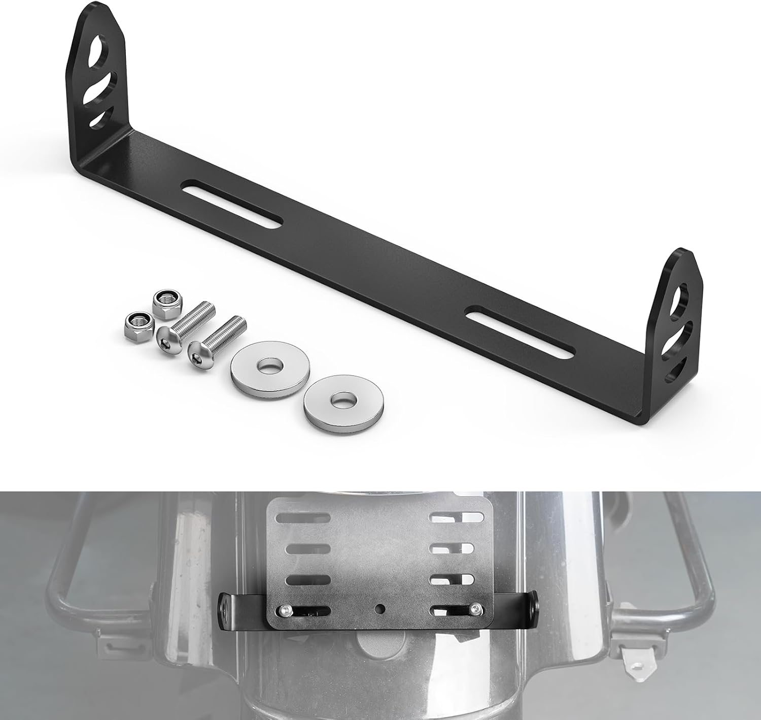 NICECNC Black Universal License Plate Mounted Turn Signal Relocation kit Bracket Compatible with Harley Fat Boy FLFBS 114 2018-2024, Road King Special FLHRXS 2017-2023, See Fitments