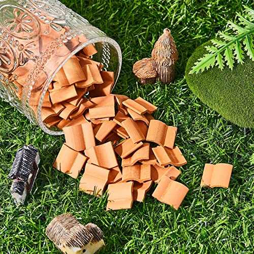 Charniol Roof Tiles Model Building Set Miniature Tiles Roof Tiles Dollhouse Shingles Fake Tiles Model Landscape Accessories for DIY Kitchen Garden Diorama Roofing (Red,100 Pieces)