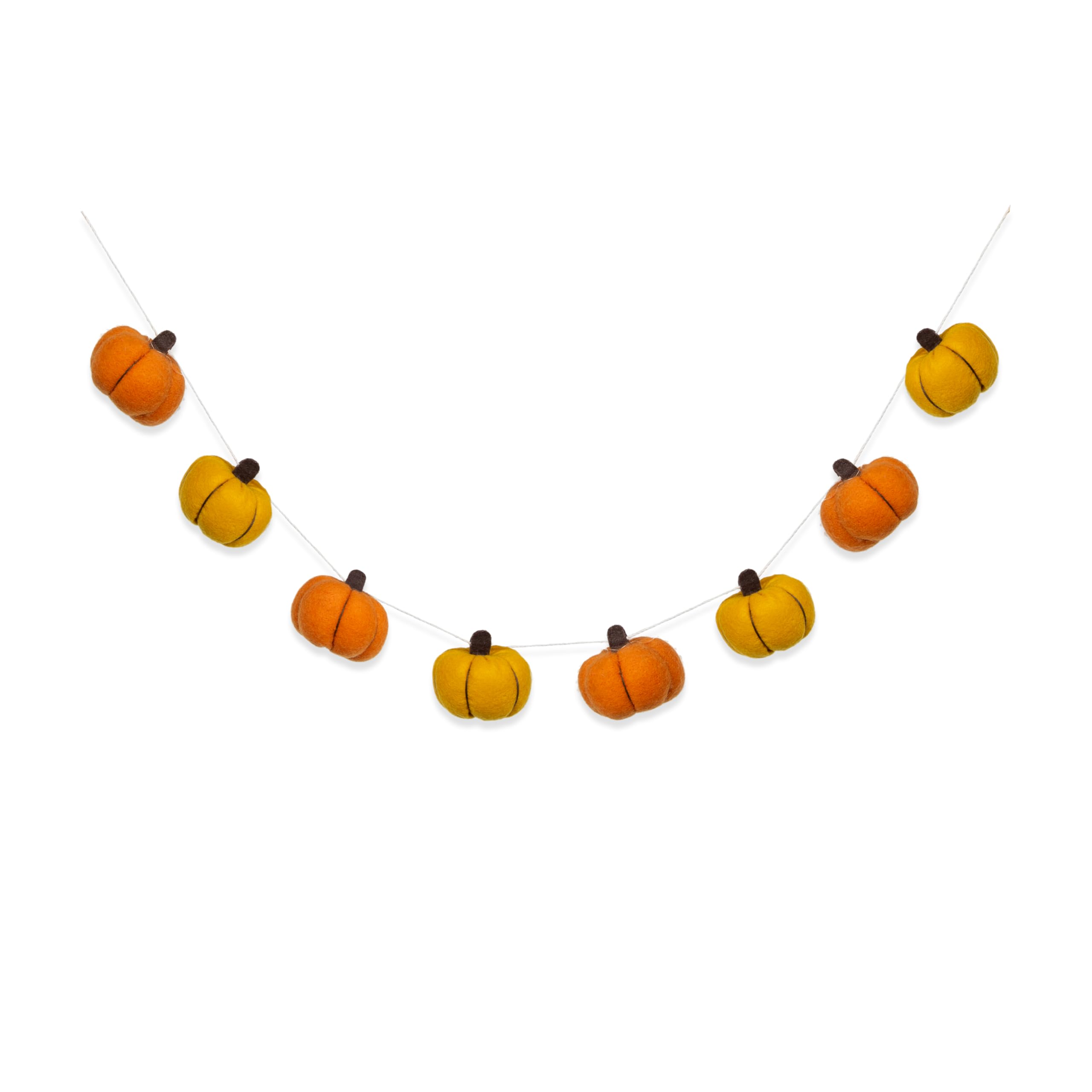 Benross 1.3m Felt Pumpkin Garland / 8 Assorted Orange Pumpkins on Cream Rope/Autumn Hanging Decoration for Halloween, Thanksgiving and Seasonal Styling 85089