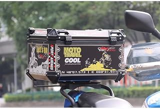 65L Universal Motorcycle Scooter Trunk Luggage Tour Tail Box Motorcycle Stainless Steel Top Case Tail Box Luggage Motorcycle Trunk Luggage Top Lock Storage Carrier (Black)
