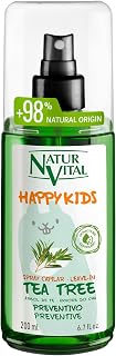 NaturVital - Spray desenredante Tea Tree Happy Kids, con Tea Tree de Cultivo Bio Certificado, Natural e Hipoalergénico, sin Parabenos, Colorantes ni Siliconas, 200ml (el embalaje puede variar)